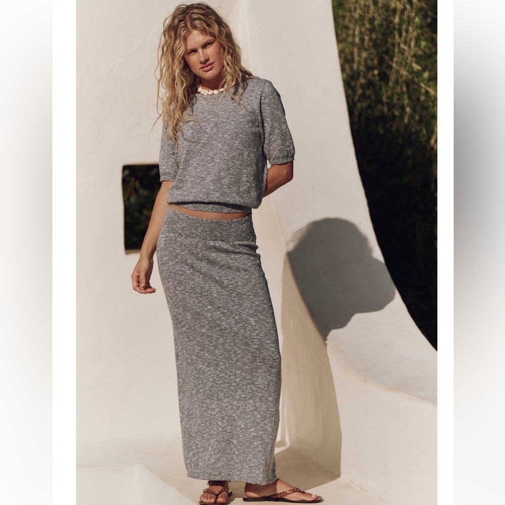 FREE PEOPLE Isabella Sweater Skirt Set, Steel Gray, NWT, sizes M & L